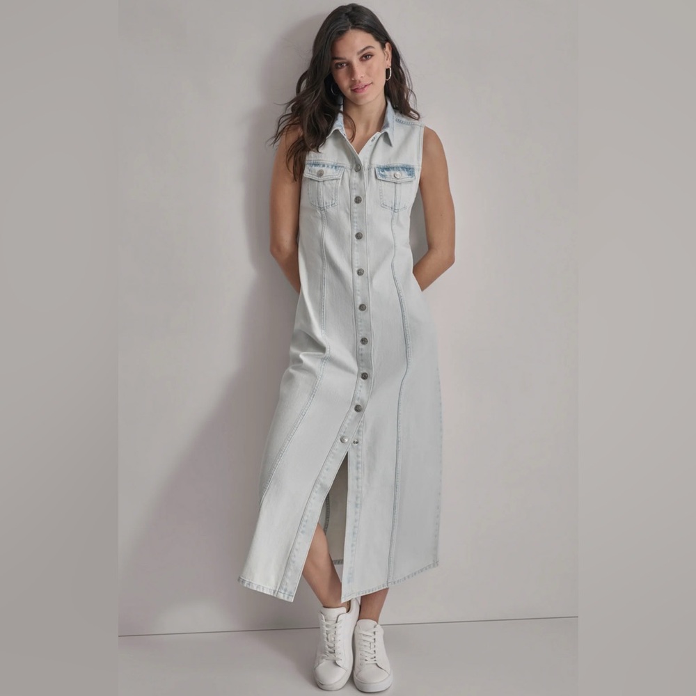 DKNY Light Blue Denim Sleeveless Dress